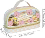 Ygchen pie&scaron;tukinė dėžutė me&scaron;kiukas kawaii ra&scaron;tinės reikmenų krep&scaron;ys 2 sluoksnių didelės talpos pie&scaron;tukinė dėžutė permatoma pie&scaron;tukinė dėžutė mielas me&scaron;kiukas ra&scaron;tinės reikmenų organizatorius, geltona, me&scaron;kiukas