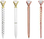 Crystal rutuliukinis ra&scaron;iklis, diamond rutuliukinis ra&scaron;iklis, 4 vnt pakuotė, rose auksinis metalinis i&scaron;traukiamas rutuliukinis ra&scaron;iklis, didelis crystal ra&scaron;iklis verslui, biurui, kanceliarinėms prekėms