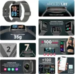 Echo Rainbow Nano - i&scaron;manusis laikrodis vyrams Amoled 1.83 colių pilkas - skambučių bluetooth/belaidis ry&scaron;ys ir sveikatos jutikliai - sporto režimai su treneriu - 2 metalinės apyrankės ir trintukas - mini, lengvas ir