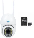 PNI IP440 WiFi, PTZ, 4MP belaidžio vaizdo stebėjimo kameros komplektas ir pridedama PNI 128GB MicroSD atminties kortelė