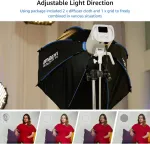 Amaran Octa Dome 90 a&scaron;tuonkampis &bdquo;bowens&ldquo; jungties softbox'as 90 cm, vieno spragtelėjimo nustatymo &scaron;viesos modifikatorius su difuzoriumi ir korio tinkleliu portretinei fotografijai ir studijos interviu, ne&scaron;iojamas su ne&scaron;iojimo krep&scaron;iu