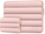 Mosiso puffy plan&scaron;etinio kompiuterio dėklas, skirtas 13 colių ipad pro m4 ir ipad air m2 2024, ipad pro 12.9 colių m2 m1 6-osios 5-osios kartos su magic keyboard ir smart keyboard folio, puffy horizontalus dėklas su mažu dėklu, rožinis