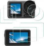 Ulbter Ekrano apsauga, skirta Dji Osmo Action 3 kameros objektyvui + ekranui 【netinka su apsauginiu rėmeliu】 [2 + 2 + 2 vnt.], stiklinė ekrano apsauga 0,3 mm 9h kietumas
