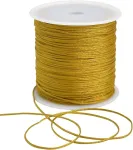 Toniful 1 mm x 100 jardų aukso spalvos nailono virvelė, satino virvutė apyrankėms, papuo&scaron;alų gamybai, žiurknuodžių virvelė, makramė va&scaron;kuota apdailos virvelė, karolių vėrimo siūlai, kumihimo, kini&scaron;kų mazgų amatai