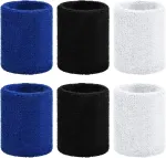 Prakaito juostų rinkinys, sugeriantis prakaito rai&scaron;tis, 6 sportinių rie&scaron;o juostų pakuotė, sugeriančios prakaito juostos futbolui, krep&scaron;iniui, lengvajai atletikai, 8 x 7 x 1 cm