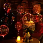 &Scaron;viečiantys balionai, 7 vnt. 50 cm Valentino dienos &bdquo;bobo&ldquo; balionai su 3 m Led girliandomis Valentino dienos vestuvių Kalėdų gimtadienio vakarėlio dekoracijai (raudoni)