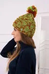 Moteri&scaron;ka žieminė kepurė su bumbulu ir fliso pamu&scaron;alu Fiona, žalia