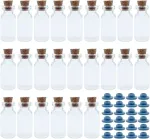 Umchu 24 vnt. 3 ml norų buteliukų rinkinys, mini stikliniai buteliukai su kam&scaron;čiais ir guminiais kam&scaron;čiais, kalėdinės dovanų buteliukai, skirti "pasidaryk pats" amatams, vestuvių vakarėlių dovanėlėms (16 x 35 mm)
