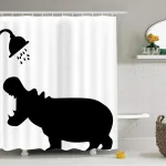 Xlabor juokinga gyvūnų atspalvio du&scaron;o užuolaida 240 x 200 cm vandeniui atspari, apsauganti nuo pelėsio poliesterio tekstilės audinio vonios užuolaida du&scaron;o užuolaida hippo 180 x 200 cm