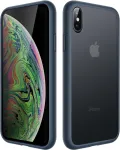Jetech matinis dėklas, skirtas iphone xs ir iphone x 5.8 colių, smūgiams atsparus karinis standartas, apsaugantis nuo kritimo mobiliojo telefono dėklas, matinis permatomas galinis apsauginis dėklas, atsparus pir&scaron;tų atspaudams (storm mėlynas)