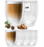 Terminės stiklinės kavai, arbatai su dvigubu dugnu, storas stiklas 450ml 6vnt