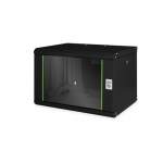 Digitus Wall Mounting Cabinet DN-19 07-U-SW Juodas IP protection class: IP20; Front door: Glass door, single opening; Cabinet type: Wall mounting cabinet; Equipment mounting depth min.-max.: 305-370 mm; Load capacity: 100 kg; Dimensions 420 x 600 x 4 ...