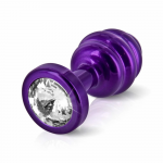 Diogol Ano Ribbed Plug 25 mm Aliuminio Violetinė with Swarovski Crystal