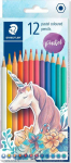 Spalvoti pie&scaron;tukai STAEDTLER , &scaron;e&scaron;iabriauniai, pastelinės spalvos , 12 vnt.