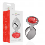 Intense Anal Toys Intense Metal Plug M Size - Raudona Crystal, Elegant Steel Design
