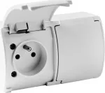 Dvigubas pavir&scaron;ius montuojamas lizdas su įžeminimu, su atvartu VIPLAST KOALA Baltas IP44 162-01