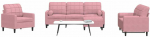Sofa Sofos komplektas su pagalvėlėmis, 4 dalių, rožinis, aksomas