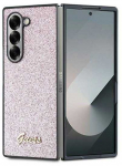 Guess PC/TPU Glitter Flakes Metal Logo Samsung Galaxy Z Fold6 dėklas telefonui rožinės spalvos