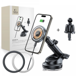 Automobilinis telefono laikiklis Tech-Protect MM15W MagSafe su belaidžiou įkrovimu 15W juodos spalvos