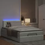 Osmanų lova su čiužiniu ir LED, &scaron;viesiai pilkas, 120x190cm