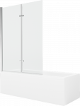 Vonia Mexen Cubik su apdaila ir stiklo sienele, 150x70 cm + 120 cm (II), Baltas+Chrome/Transparent