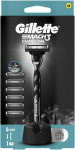 Gillette Mach3 Charcoal Skustuvas Vyrams, 1 Gillette Skustuvas + 6 Keičiamos Galvutės
