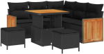 Sodo Sofų Rinkinys su pagalve 8 pcs Juoda