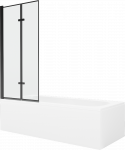 Vonia Mexen Vega su apdaila ir stiklo sienele, 180x80 cm + 80 cm (II), Baltas+Juodas frame
