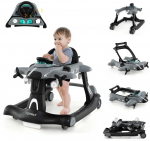 Bonideco Select 6 in 1 Baby Walker su reguliuojamu auk&scaron;čiu ir amp; Greitai sulankstomas Baby Walker, pilkas