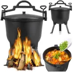 Ketaus puodas ant laužo, 8 l, nuimamomis kojomis - kazanams, tro&scaron;kiniams, sriuboms