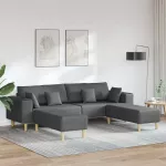 Sofa 3 vnt. Tamsiai pilka audinys