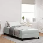 Kiemas lova su čiužiniu &Scaron;viesiai pilka 80 x 210 cm audinys