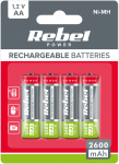Akumulatorki REBEL AA , 2600 mAh, Ni-MH, 1,2V, 4vnt./bl , R6