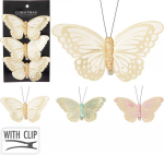 Įsegama kalėdinė dekoracija BUTTERFLY PASTEL, 3 spalvos, 10 cm, 3 vnt