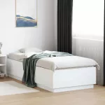 Lova Lovos rėmas su LED Balta 80 x 200 cm Apdirbta mediena