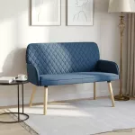 Dvivietė sofa su medžio masyvo kojelėmis 2 vietos Mėlyna