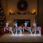 Kalėdų elnias 4 vnt. 180 LED &Scaron;alta balta 43 x 19 x 65 cm