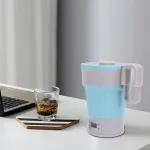 Sulankstomas virdulys, 800 ml, 110 V, 220 V, dviguba įtampa, sulankstomas kelioninis virdulys, ne&scaron;iojamas mažas elektrinis arbatinukas su teleskopine rankena ir daugiafunkciniu skydeliu