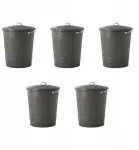 Ikea Knodd Metalinis &scaron;iuk&scaron;liadėžės su dangčiu, pilka, 40 l (2 vnt.)