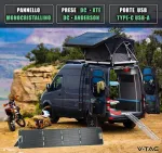 V-tac fotovoltinė saulės baterija, ne&scaron;iojama, sulankstoma, universali 160w monokristalinė įkroviklio maitinimo stotis, saulės kabelis ir Xt60+dc prievadas, Usb-a ir Type-c prievadai, atspari vandeniui Ip67