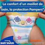 Pampers Size 4-5 sauskelnės, Splashers Baby Shark Limited Edition, 11 vnt. pakuotė, vienkartinės maudymosi sauskelnės saugiai apsaugai vandenyje (3 vnt. pakuotė)
