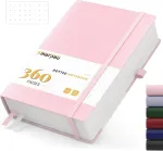 A5 formato užra&scaron;ų knygelė, kietas vir&scaron;elis, 360 puslapių, ta&scaron;kuotas žurnalas, dienora&scaron;tis, su linijomis, 100 gsm premium popierius, kolegijos bloknotas tinkamas ra&scaron;ymui ir užra&scaron;ams, 14.5 x 21 cm, rožinis