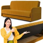 Fotelis Mebel elite Porto i&scaron;skleidžiama sofa-lova su miego funkcija, veliūrinė, garstyčių spalvos