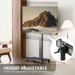 Laikiklis Fitueyes tv stovas su ratukais 32-75 colių plazminiams / lcd / led televizoriams, grindų stovas su ratukais, reguliuojamo auk&scaron;čio, pasukamas &plusmn;30&deg;, pakreipiamas 10&deg; iki 40 kg, vesa 600 x 400 mm (juodas)