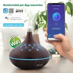 Inline Smarthome aromaterapinis difuzorius eteriniams aliejams, 400 ml, ultragarsinis drėkintuvas, kambario kvapas, oro gaiviklis miegamajam, biurui, aplinkos ap&scaron;vietimas, laikmatis, suderinamas su Alexa/google Home, 40154