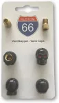 4 vožtuvų dangtelių + 2 dviračių adapterių rinkinys - Skull v2 Juodas - tinka bet kokiam automobiliui, motociklui ir dviračiui