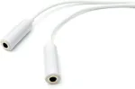 System-s audio y kabelis 20 cm stereo aux jack 3.5 mm male į 2 x female adapteris, baltas