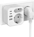 Dvigubas ki&scaron;tukas į lizdą, Jsver maitinimo juosta su usb 2 krypčių lizdo adapteriu (3680 w 16 a) su 2 usb a ir 2 usb c (5 v/3.4 a) daugkartinis ki&scaron;tukas į lizdą su jungikliu, skirtas ipad, iphone plan&scaron;etiniams kompiuteriams