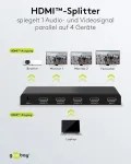 Goobay 58482 hdmi skirstytuvas 1 į 4 i&scaron;ėjimus / 4k prie 30hz (2160p) hdmi skirstytuvas / hdmi 1.4 jungiklis keturiems monitoriams su 60hz prie 1080p