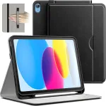 Jetech dėklas, skirtas ipad (a16) 11-osios/10-osios kartos (2025/2022), pu odos folio apsauginis plan&scaron;etinio kompiuterio dėklas su ra&scaron;iklio laikikliu ir ki&scaron;ene, daugia kampų peržiūra (juodas)